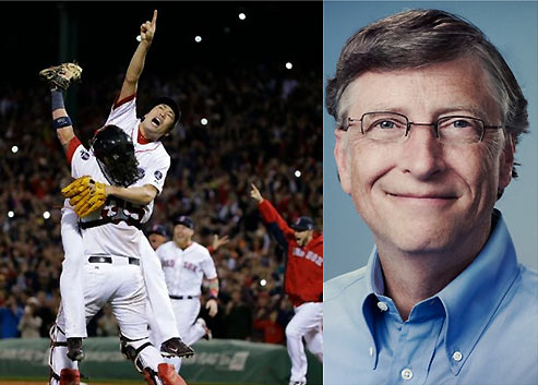 Ultimate Strat Baseball - Photo comparing Koji Uehara MLB player vs. Bill Gates