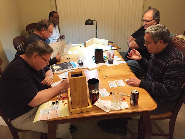Ultimate Strat Baseball Newsletter, A Photo of the members of the Strat-o-matic Baseball League in Chicago called CAABL playing their games during the playoffs