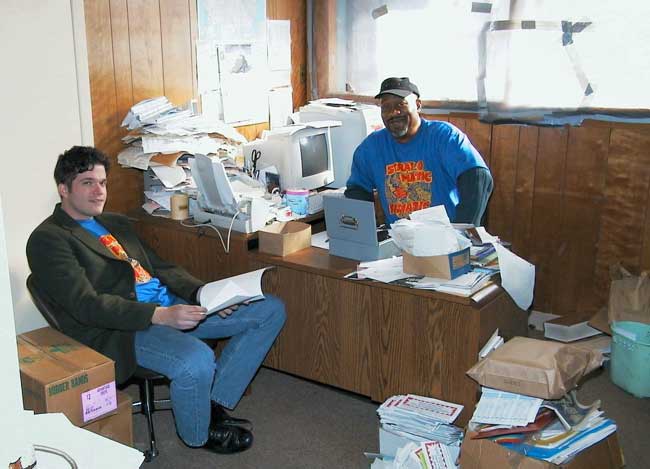 Adam Richman, President of Strat-o-matic with James William in the office Adam Richman, President of Strat-o-matic with James William in the office