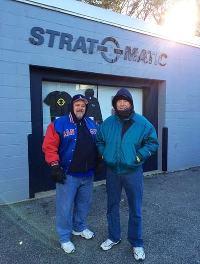 Ultimate Strat Baseball Newsletter, photo of Rick Lackey and Derek Townsend taken during "Opening Day" at the Strat-o-matic Game Headquarters in NY on February 12th, 2016