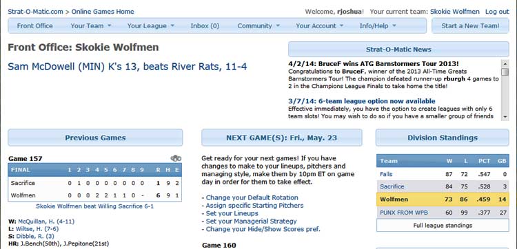 Strat-o-matic Baseball On-line, Front Office for Baseball League, Ultimate Strat Baseball Newsletter