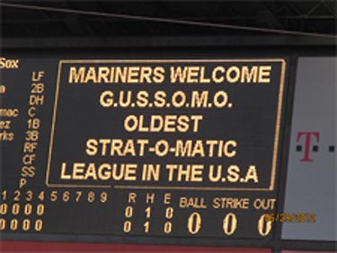 GUSSOM strat-o-matic baseball league acknowledged as oldest at Seattle Mariner's Game, Ultimate Strat Baseball Newsletter