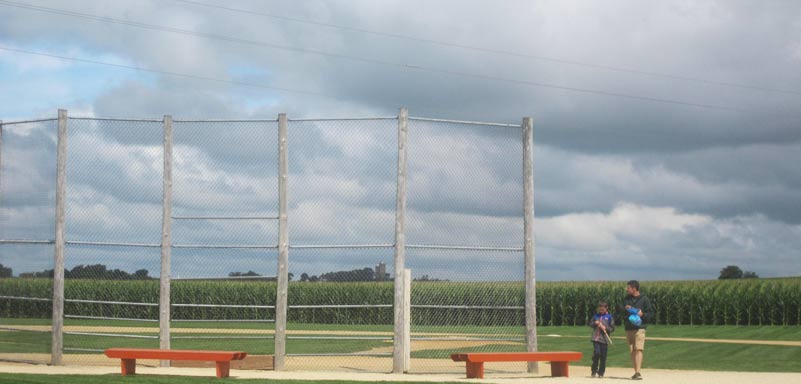 Ultimate Strat Baseball - Photo of Backstop and the Baseball Field on the Fields of Dreams Movie Site, July 2016, Wolfman Shapiro