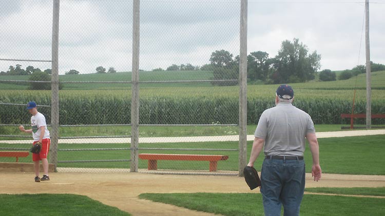Ultimate Strat Baseball - Wolfman Shapiro pitching from the mound at the Field of Dreams Baseball Field in Iowa, photo #2