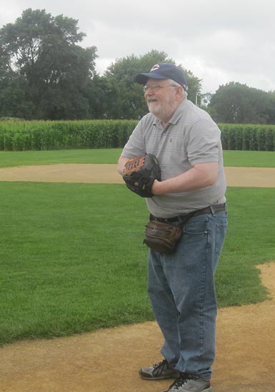 Ultimate Strat Baseball - Wolfman Shapiro pitching from the mound at the Field of Dreams Baseball Field in Iowa, photo #3