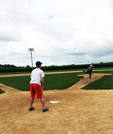 Ultimate Strat Baseball - Wolfman Shapiro pitching from the mound at the Field of Dreams Baseball Field in Iowa, photo #8