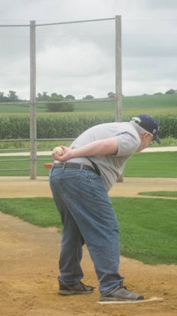 Ultimate Strat Baseball - Wolfman Shapiro pitching from the mound at the Field of Dreams Baseball Field in Iowa, photo #9