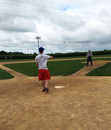 Ultimate Strat Baseball - Wolfman Shapiro pitching from the mound at the Field of Dreams Baseball Field in Iowa, photo #6
