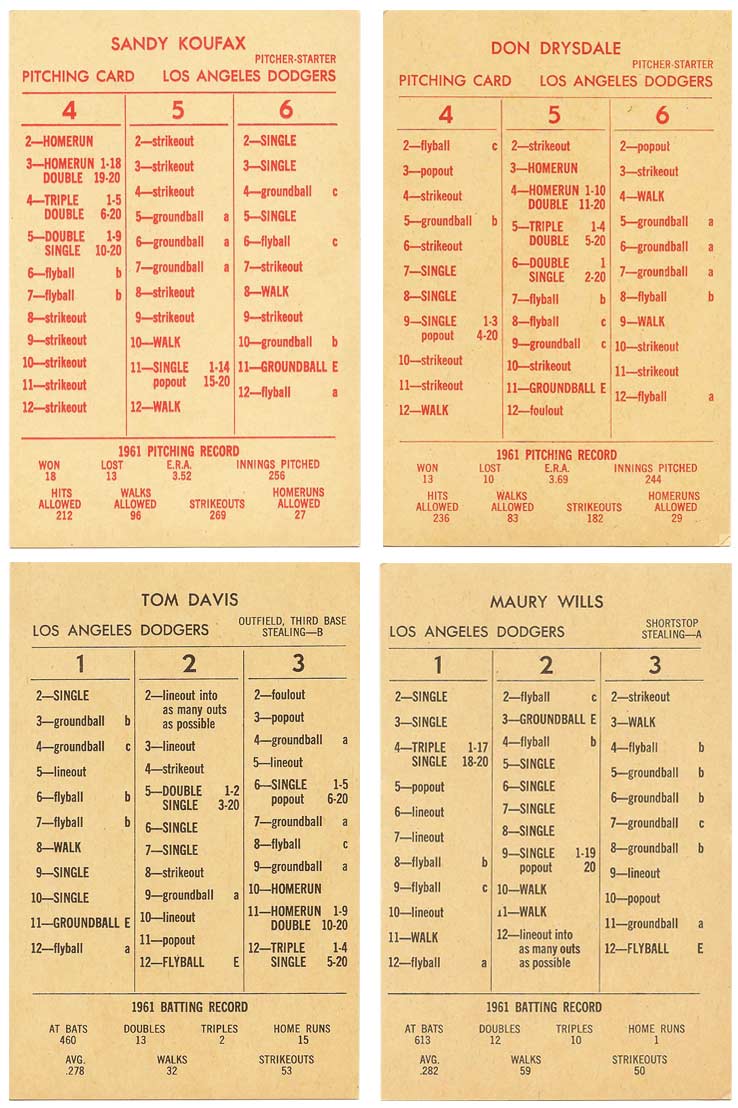 Images of some of the 1961 original SOM cards for the LA Dogers